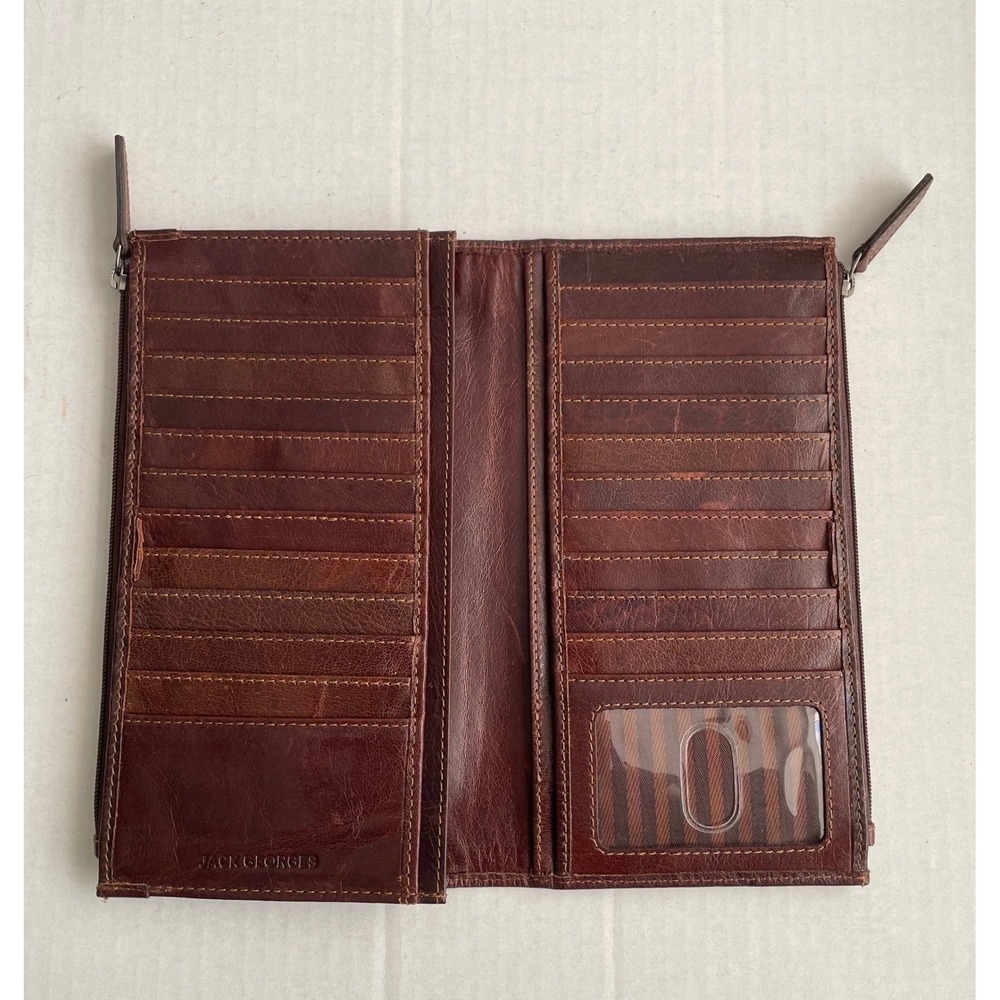 Jack Georges Brown Leather Men's/Women's Travel Wallet Clutch - Picture 5 of 8